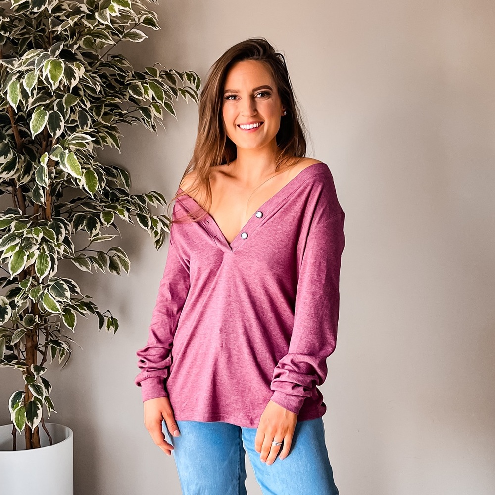 Women's V Neck Long Sleeve Shirts Button Down